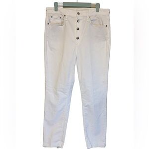 Rag & Bone Nina High Rise Ankle Skinny White Corduroy Button Fly Jeans SZ 32